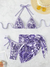 Biquíni 3 Peças Roxo com Branco Rakelly