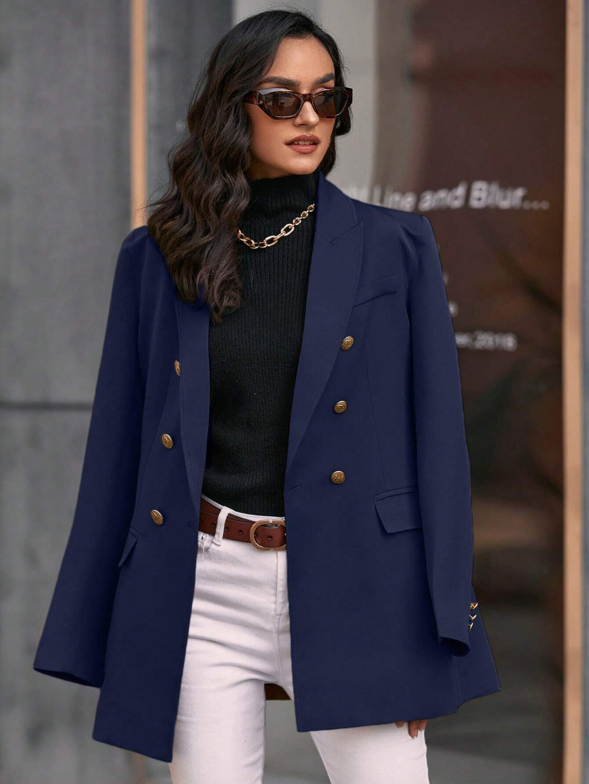 Blazer Feminino Alongado Azul