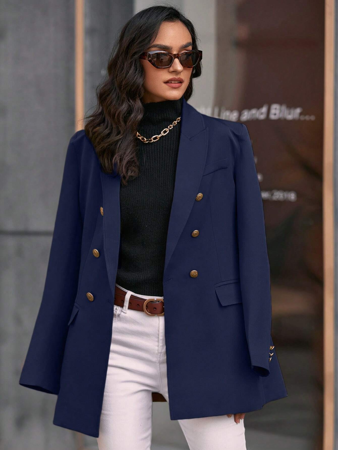 Blazer Feminino Alongado Azul