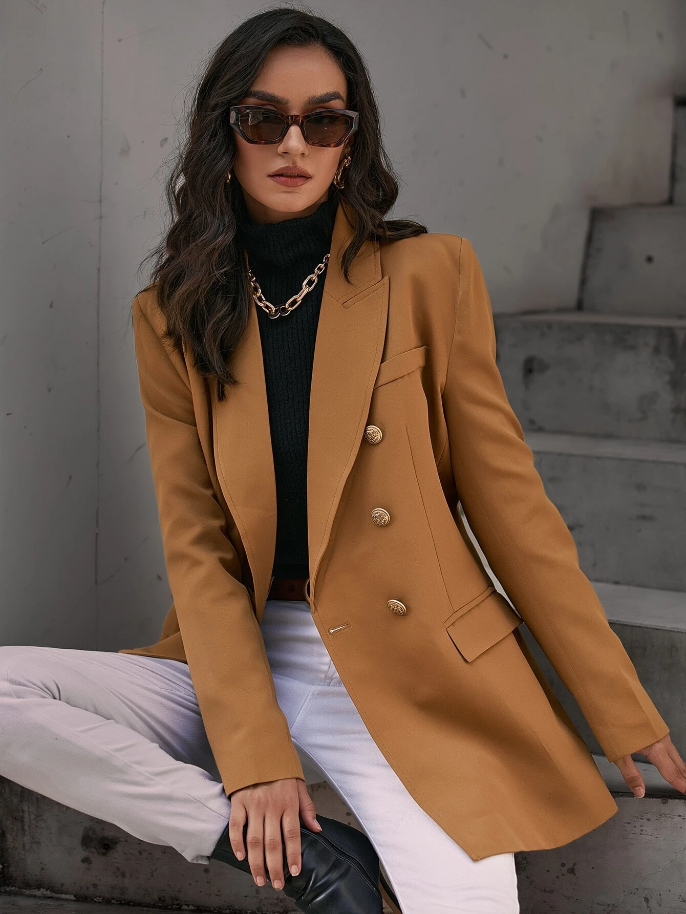 Blazer Feminino Alongado Cáqui