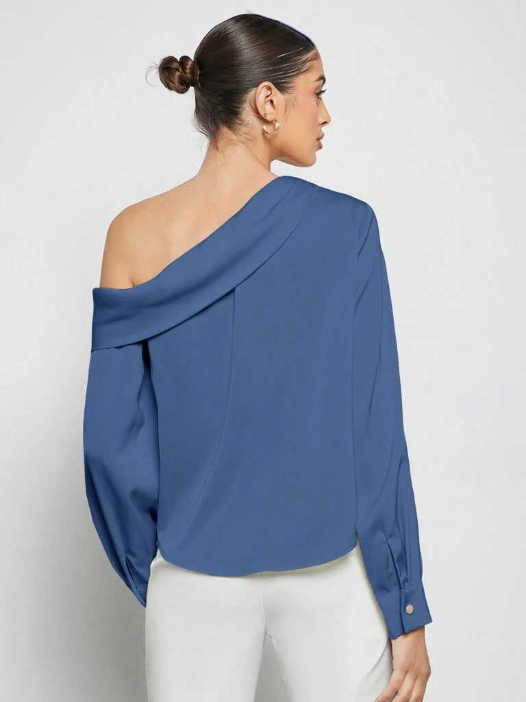 Blusa Feminina Azul  Manga Longa Praga