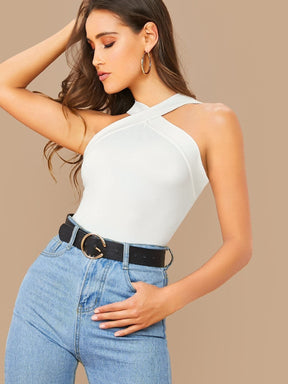 Blusa Feminina Branca Gola Transpassada